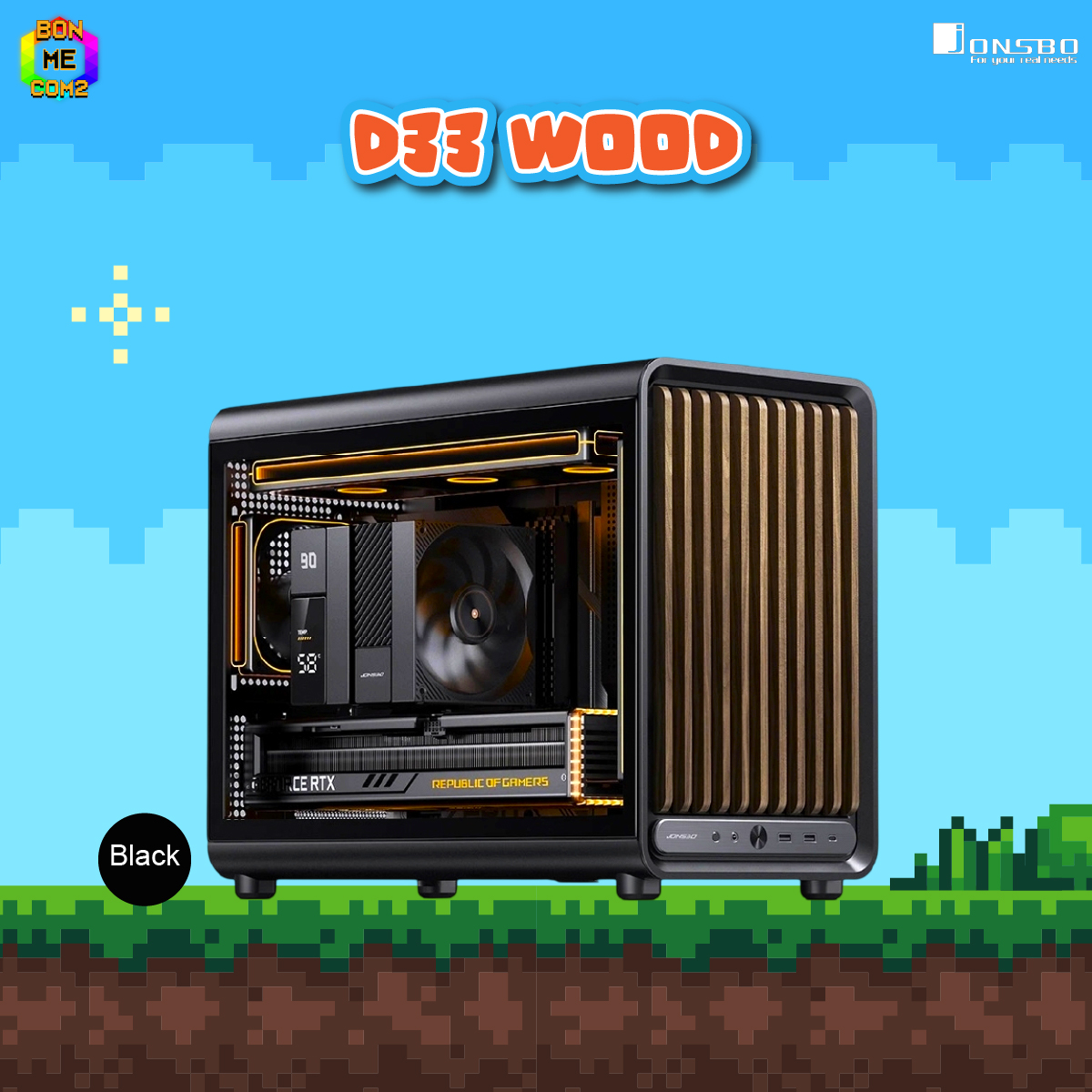 CASE Jonsbo D33 Wood BLACK (NO FAN)