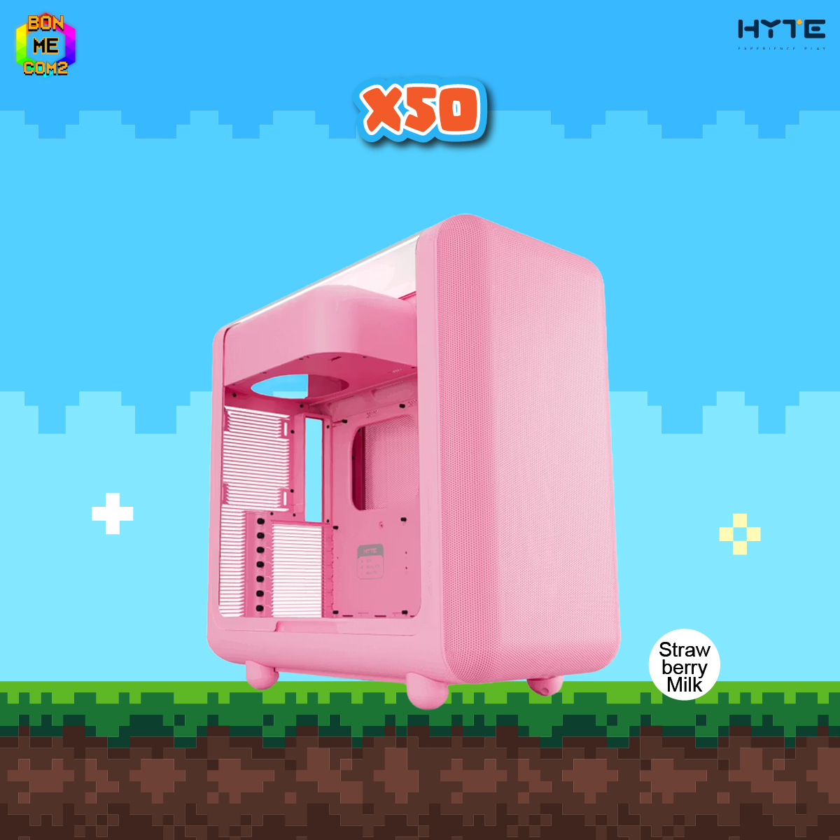 CASE HYTE X50 TG STRAWBERRY MILK (NO FAN)
